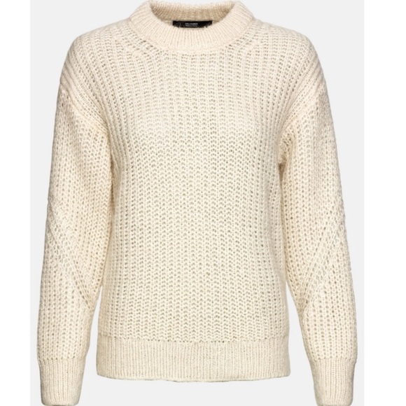 HALLHUBER Shaggy Chunky Knit Jumper In Beige/White - Picture 3 of 3